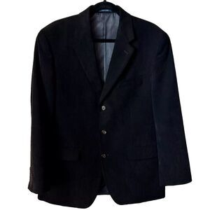 Ralph Lauren Men Corduroy Blazer Size 40R Black 3 Button Sport Coat Lined Preppy